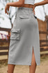'Solana' Drawstring Waist Slit Denim Skirt - Celes Fashion